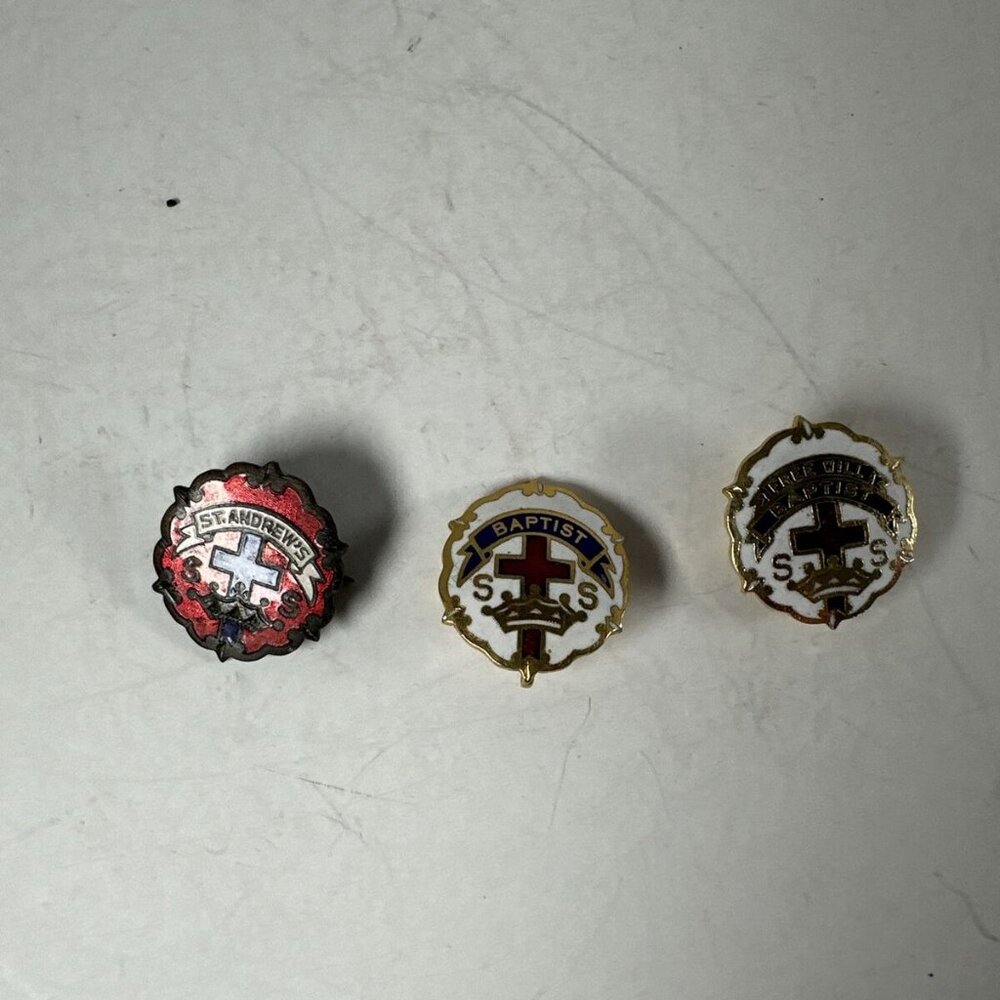 Cross and Crown by Uncas-Church Sunday School(SS) Lapel Pin-painted 5/8"